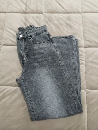 Jeans a gamba larga denim grigio ragazza taglia S