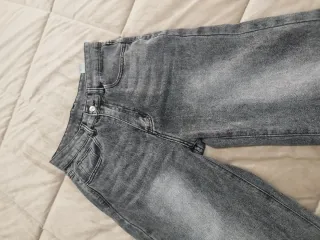 Jeans a gamba larga denim grigio ragazza taglia S