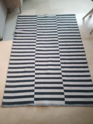 Alfombra Algodón Rayas Azul marino y Blanco