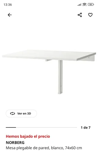 Mesa plegable pared NORBERG IKEA blanca