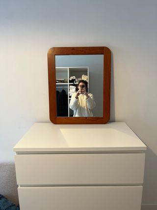 Espejo de madera con marco esquinas redondeadas