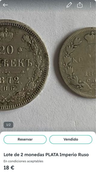 Lote 10 monedas Plata Imperio Ruso