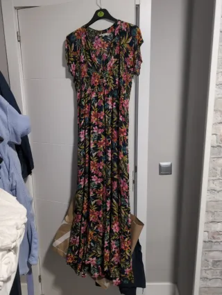 Vestido largo estampado flores