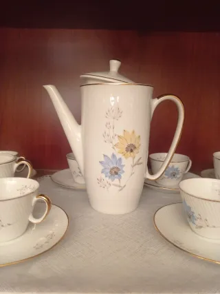 Juego de café porcelana floral