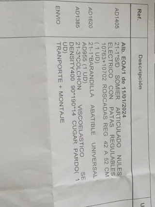 Somier articulado eléctrico con barandilla