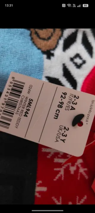 Maglione Natale Unisex Bimbi 2-3 Anni