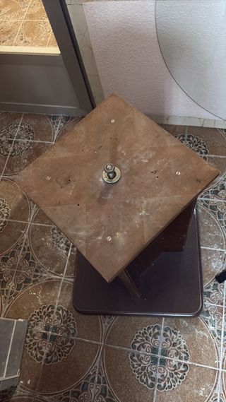 Mesa redonda extensible madera y cristal