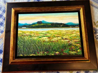 Cuadro paisaje río y montañas medida 51/40