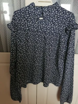 Blusas Mango Negro y Azul 164cm Talla 13-14