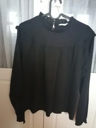 Blusas Mango Negro y Azul 164cm Talla 13-14