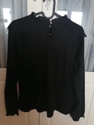 Blusas Mango Negro y Azul 164cm Talla 13-14