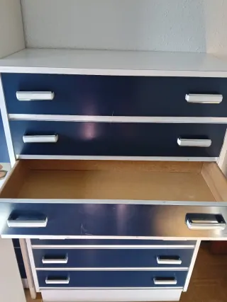 Cajonera azul y blanca