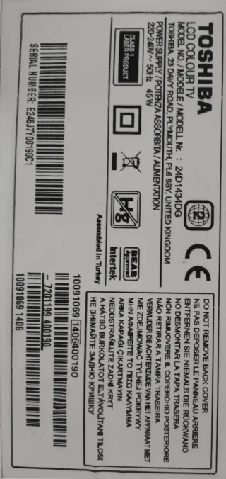 Televisor Toshiba Blanco 24" con DVD