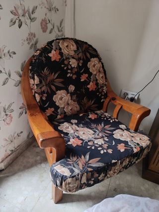 Sofá Provenzal 3 Plazas Tela y Madera