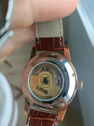 Reloj Lige Automático Dorado y Marrón
