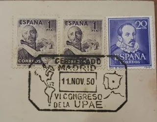 Sobre Primer Día 1950 VI Congreso UPAE Madrid