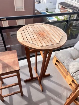 Mesa y 2 Sillas Exterior Madera