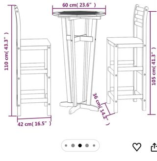 Mesa y 2 Sillas Exterior Madera