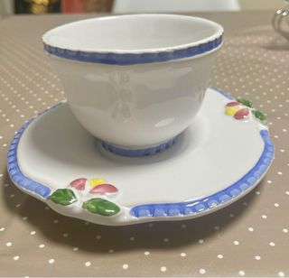 Conjunto dos Tazas y Platillo Cerámica. 10 tazas
