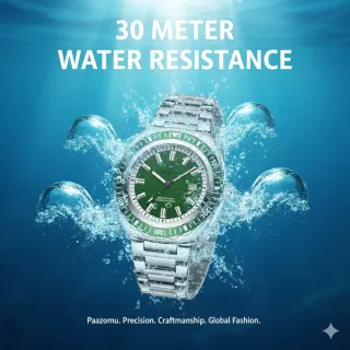 Reloj Paazomu Hombre Verde y Plateado