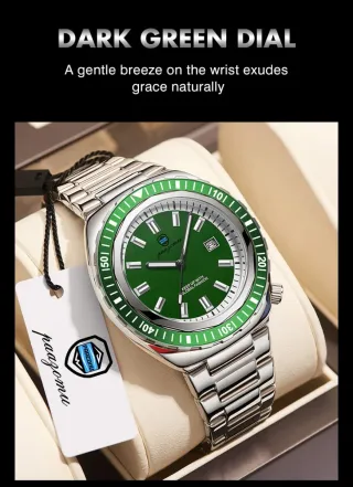 Reloj Paazomu Hombre Verde y Plateado