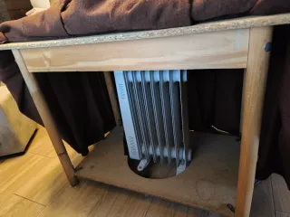 Mesa camilla con enagua y tapete