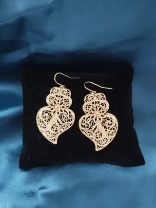 Pendientes Corazón de Viana Filigrana dorados.