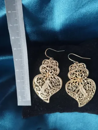 Pendientes Corazón de Viana Filigrana dorados.
