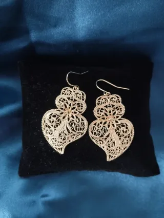 Pendientes Corazón de Viana Filigrana dorados.