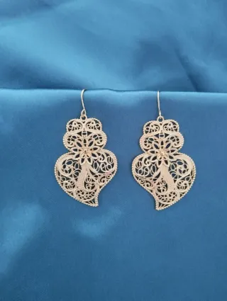 Pendientes Corazón de Viana Filigrana dorados.