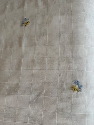 Estores cocina tela beige y blanco