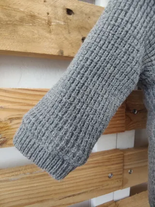 Abrigo bebé punto gris 3-6 meses y borreguillo