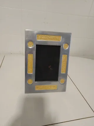 Marco de fotos vintage metal dorado y plateado