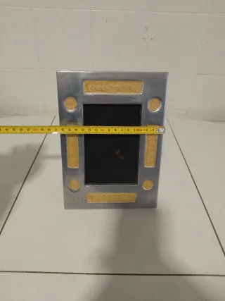 Marco de fotos vintage metal dorado y plateado