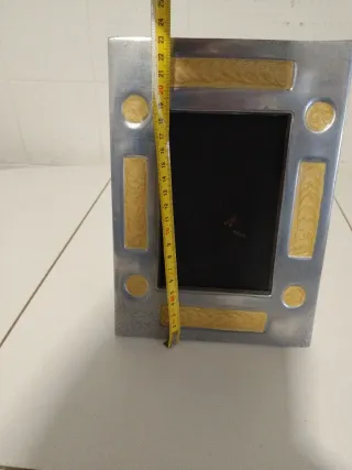 Marco de fotos vintage metal dorado y plateado