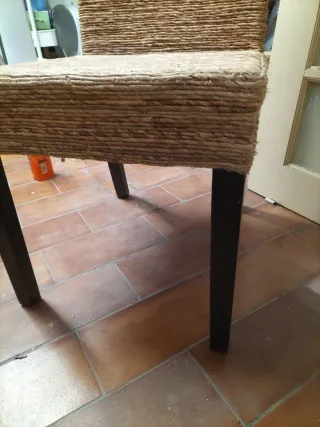 2 Sillas Diseño Juta Madera Beige Marrón