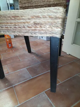 2 Sillas Diseño Juta Madera Beige Marrón