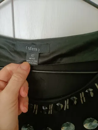 Blusa negra con abalorios talla XL