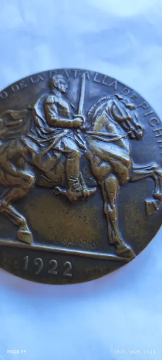 Medalla Bronce Batalla Pichincha 1822. Casadio
