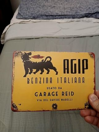 Targa AGIP Benzina Italiana Garage Reid