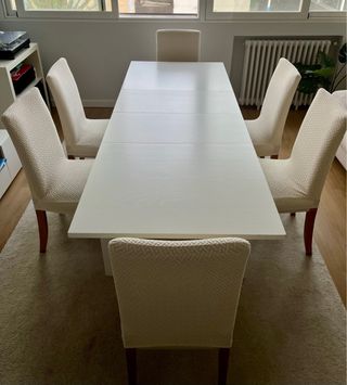 Mesa extensible comedor IKEA BJURSTA + 6 sillas