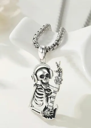 Collar Calavera Rockero Plata 925