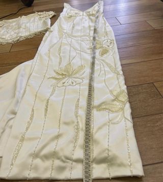 Abito bianco donna tg S-M da sera ricamato a mano