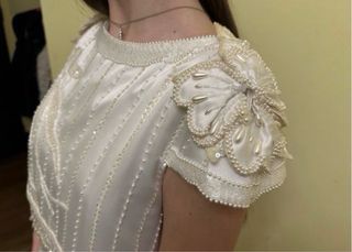 Abito bianco donna tg S-M da sera ricamato a mano