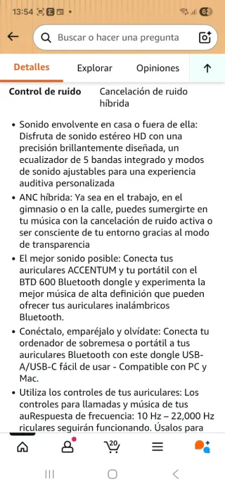 Auriculares Sennheiser Accentum Wireless BTD 600