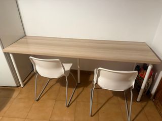 Escritorio madera y metal blanco