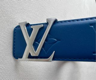 Cinturón Piel Louis Vuitton Azul y Plata