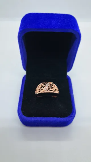 Anillo Oro Rosa 14kt Filigrana Circonitas