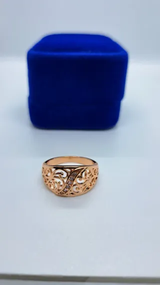 Anillo Oro Rosa 14kt Filigrana Circonitas