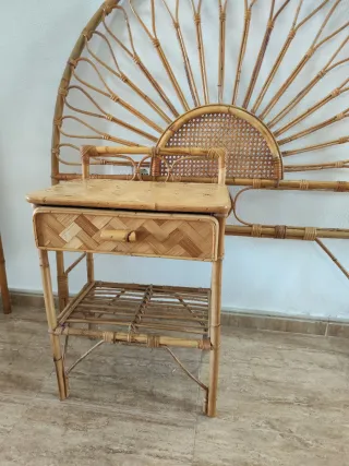 Conjunto Cabecero y Mesita Bambú y Ratán